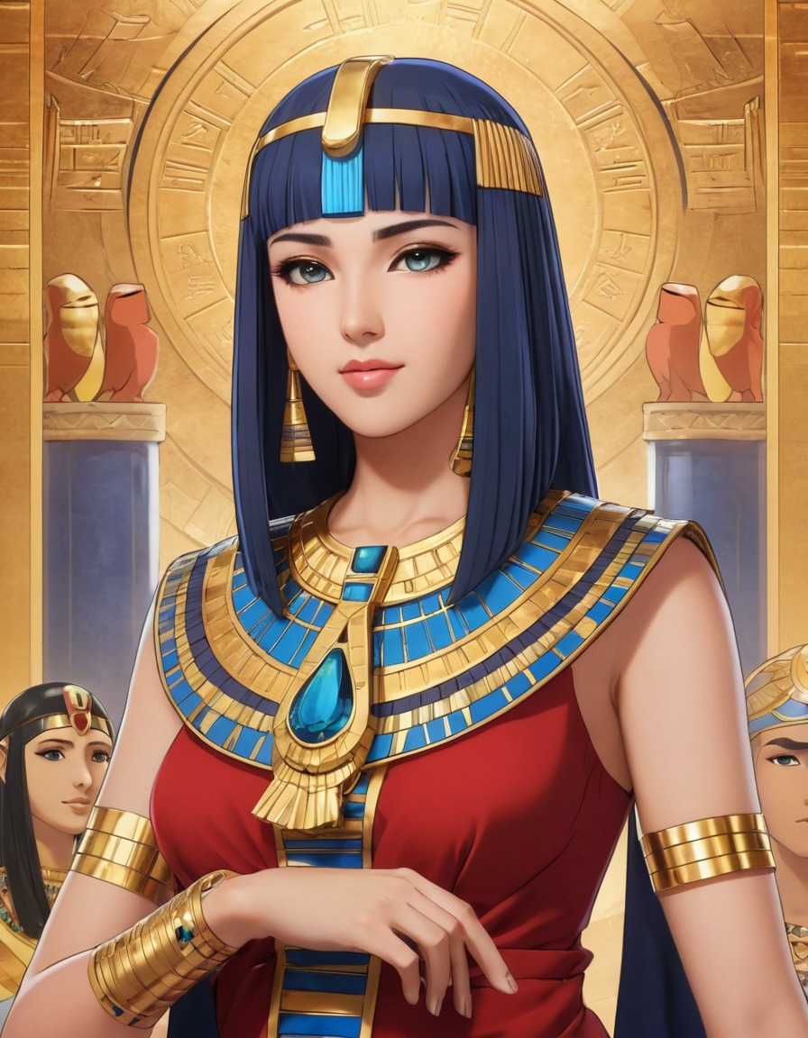 portrait, cleopatra, diplomat, ruler, egypt, symbolism, anime