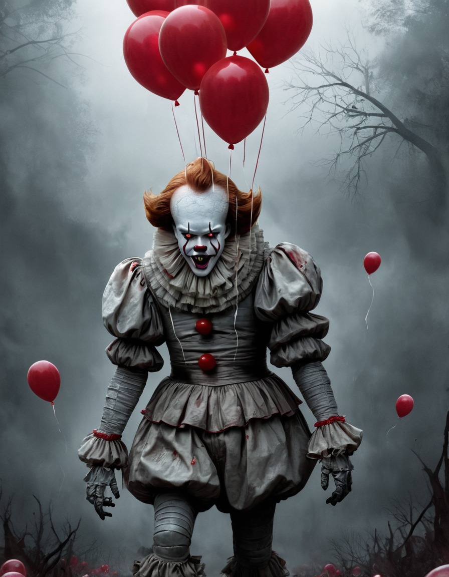 pennywise, it, stephen king, horror, zombie, red balloons