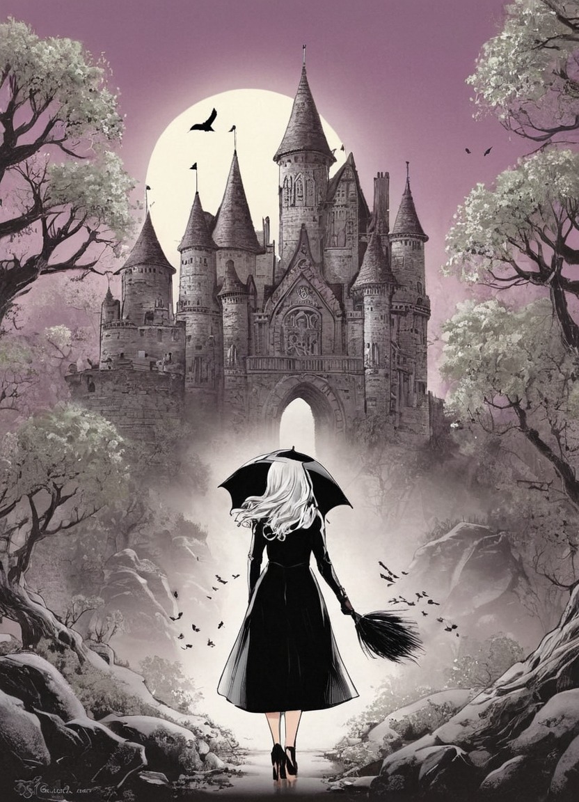 magic, witch, spooky, dreamup, gothic, bewitched, haunted, woman, dailychallenge, ai_art, hsuntedhouse