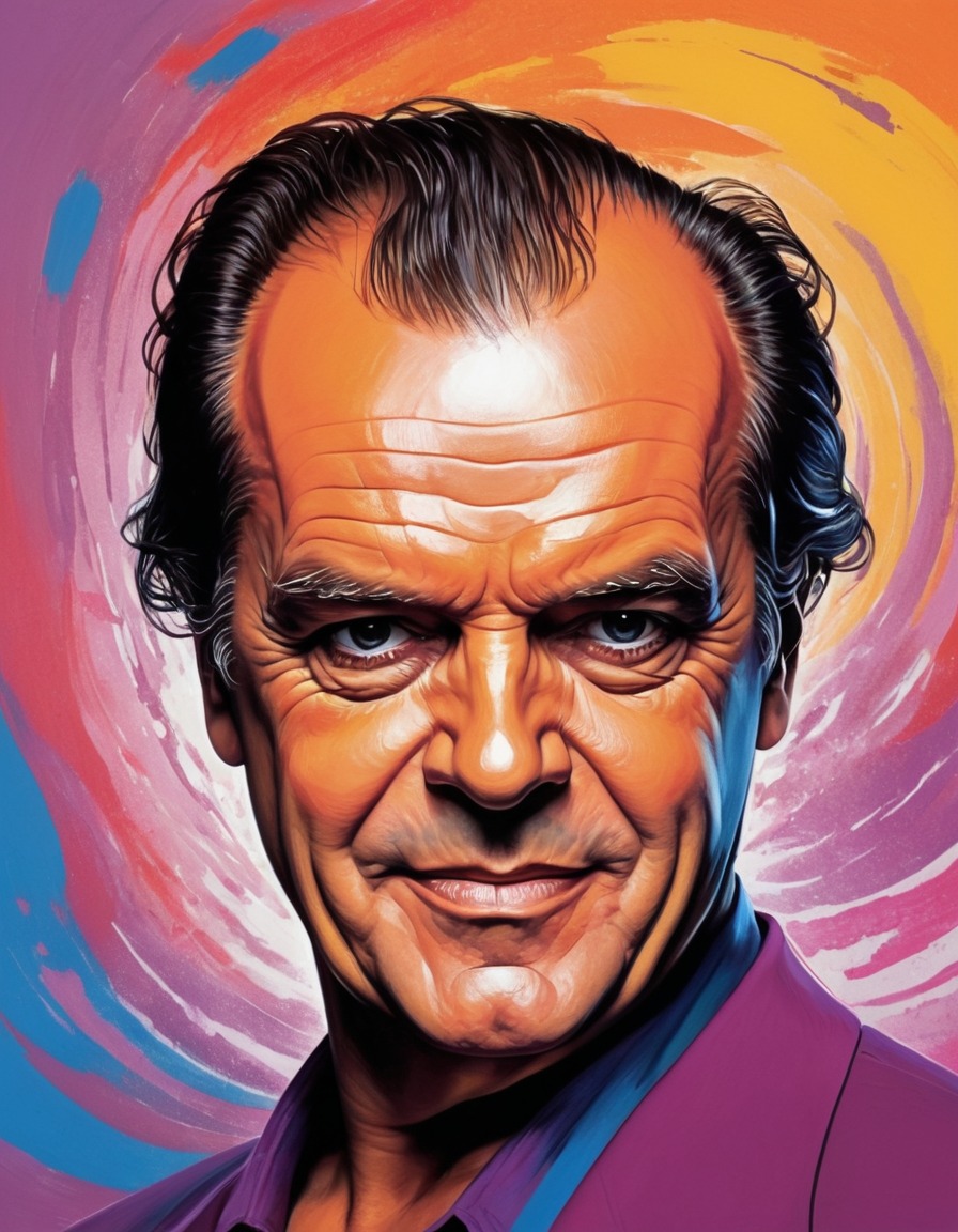 jack nicholson, impressionism, portrait, vibrant colors, brushstrokes, art movements