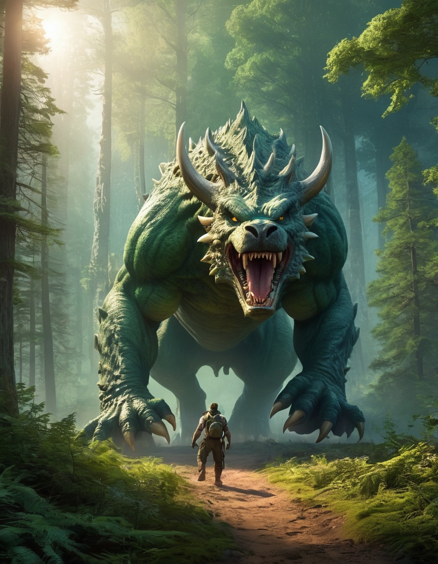 forest, clearing, mythical creature, hodag