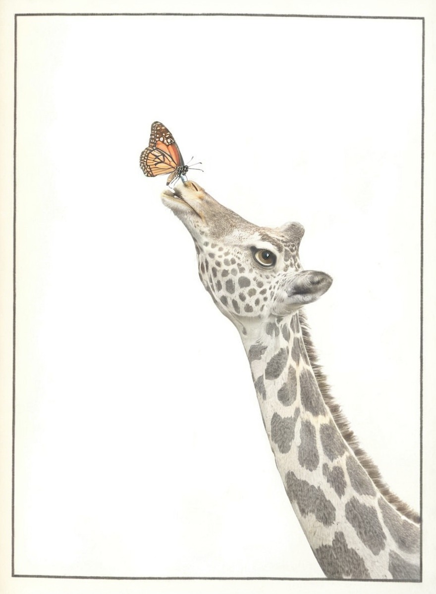 animal, traditionalart, pencildrawing, wildlife, animalart, butterfly, giraffe