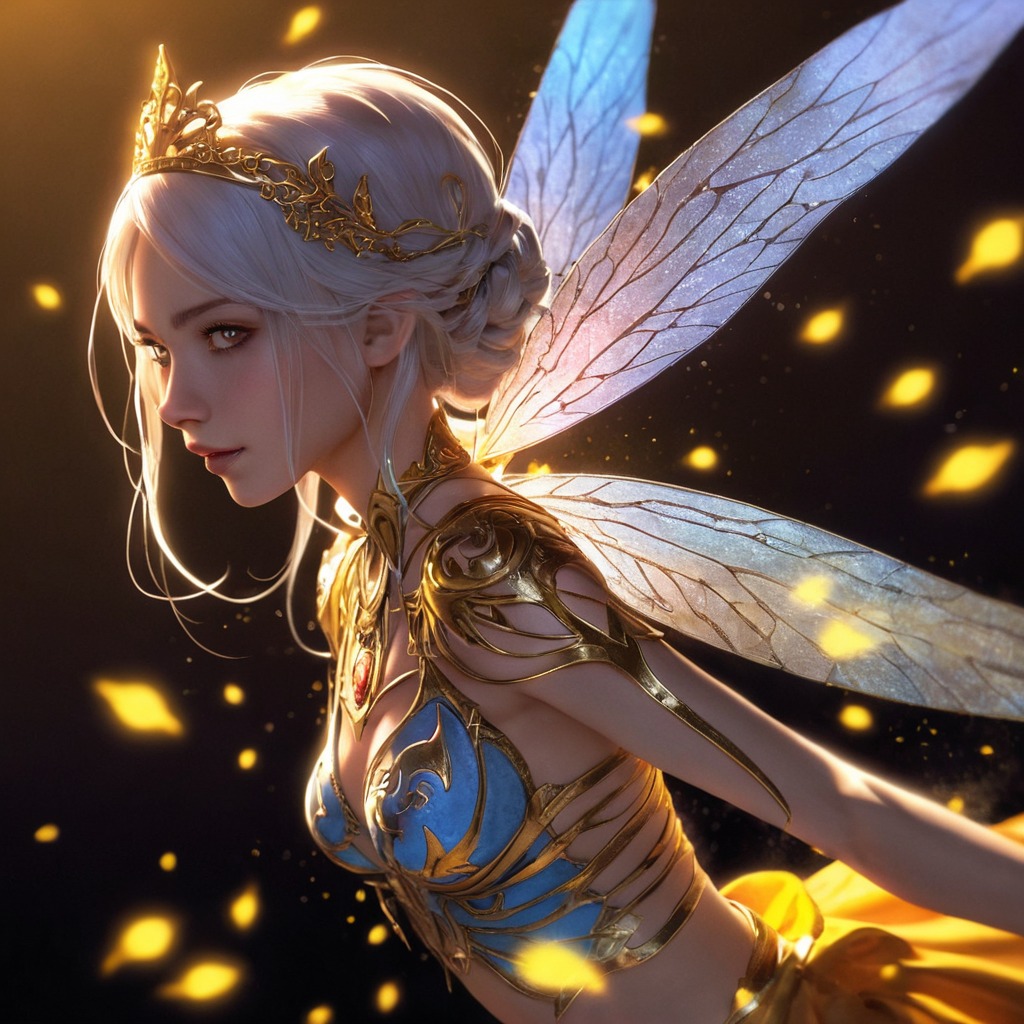 anime, magic, fantasyart, fairy, digitalart, cartoon, fantasycharacter, angel, drama, characterdesign, portrait, beauty, goldleaf