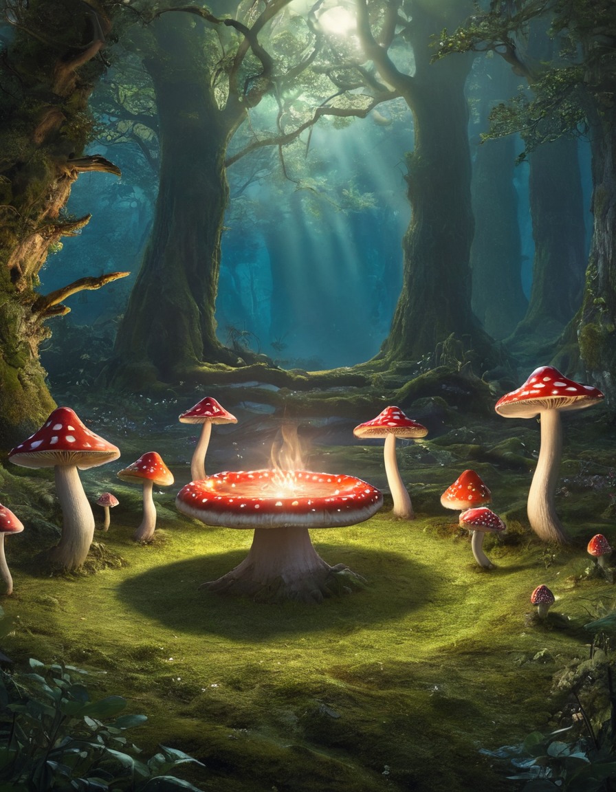 faerie circle, ethereal beings, dancing, ring of toadstools, fantasy scene