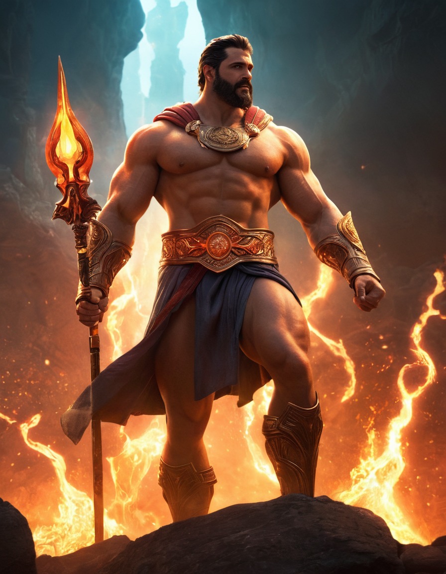 hephaestus, greek mythology, divine, craftsman, mythological scene, olympian gods, forging