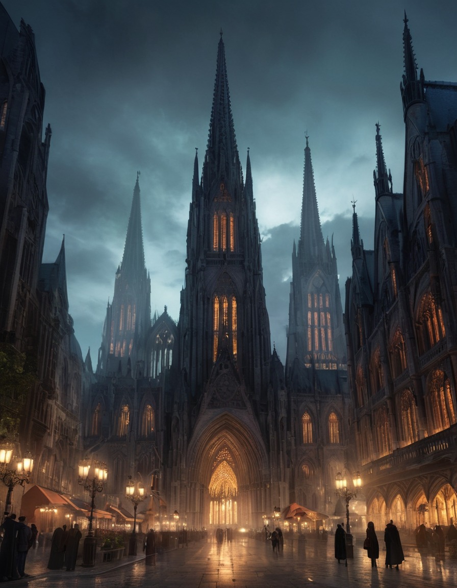 architecture, gothic, cityscape, cathedrals, spires, skyline