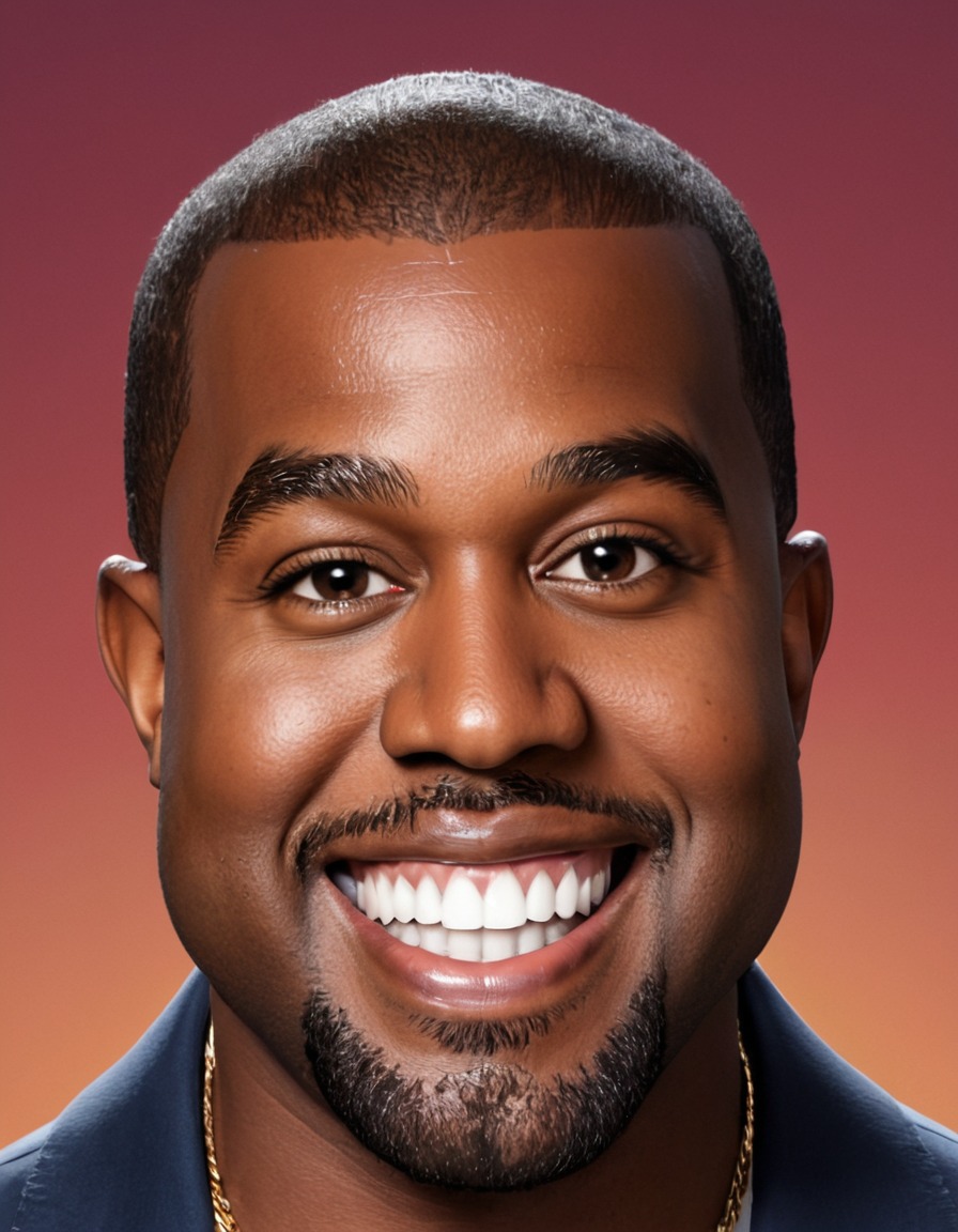 kanye west, caricature, big head, smile, crazy, celebrity, musician