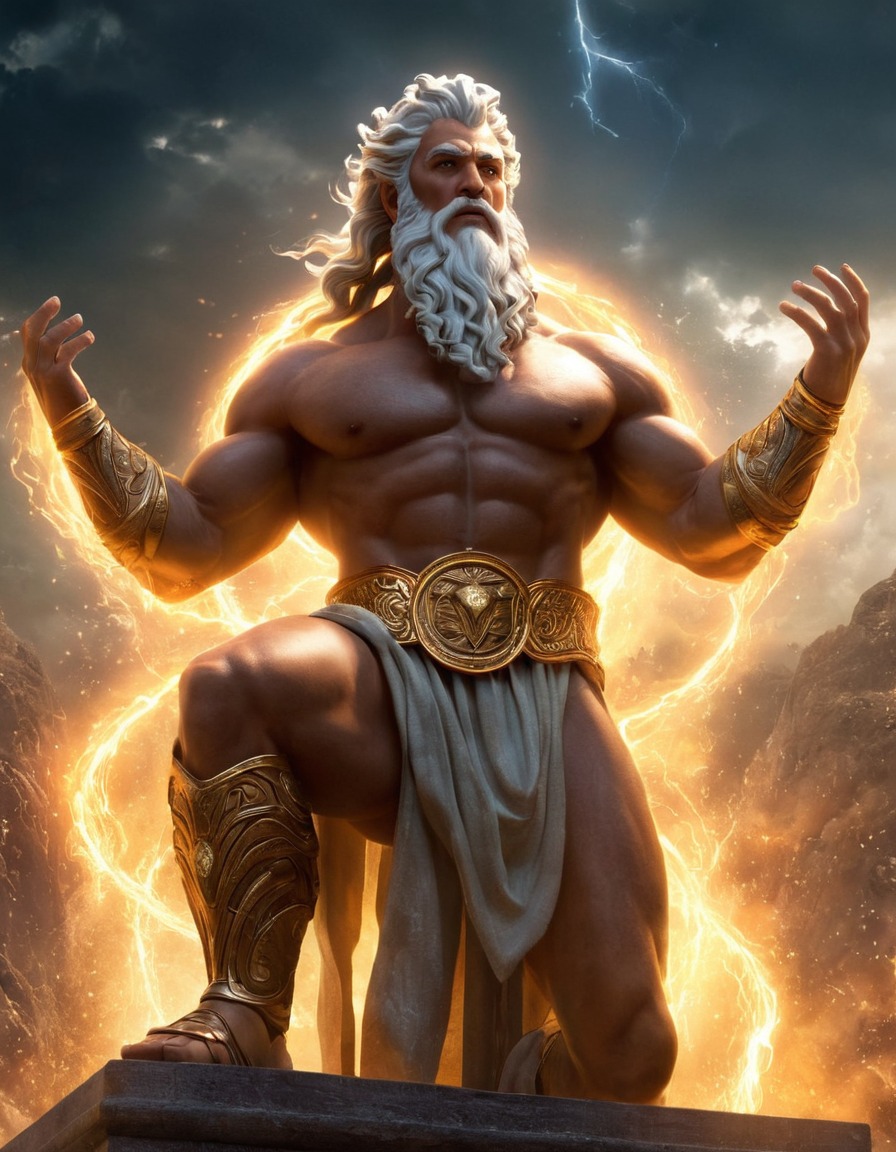 zeus, greek mythology, olympian gods, epic, mythological scene, powerful deity