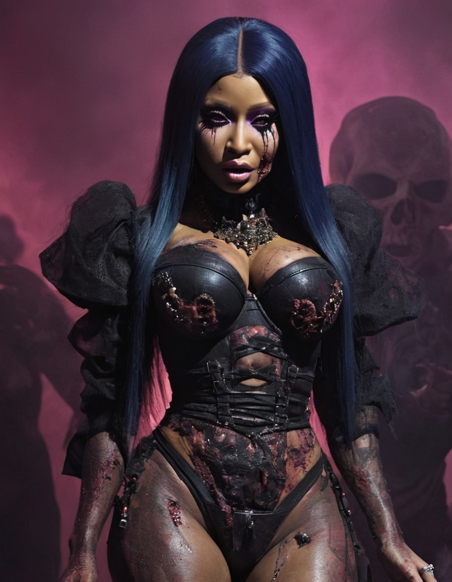 nicki minaj, zombie, glamour, decay, halloween, celebrities