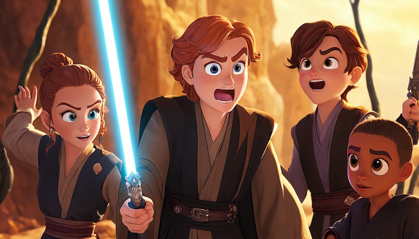 fanart, disney, starwars, cartoon, about, anakin, comedy, musical, revengeofthesith, shuffle, skywalker, starwarsfanart, youngling, younglings, aigeneratedart, midjourney