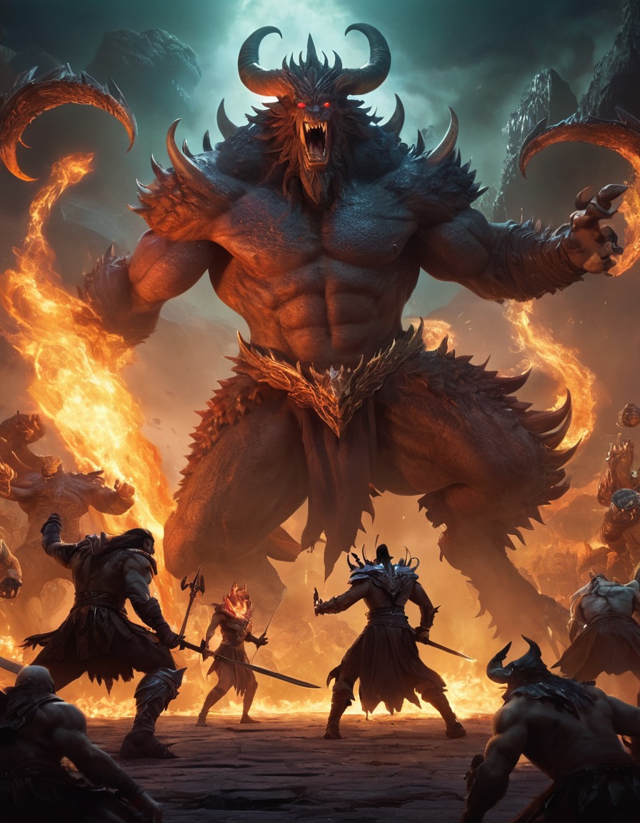 hades, epic battle, fight scene, greek mythology, monsters, underworld, mythological creatures