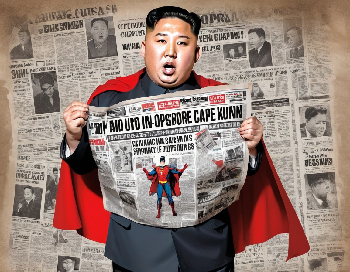 kim jong-un, superhero, comical, satire, news headlines, north korea