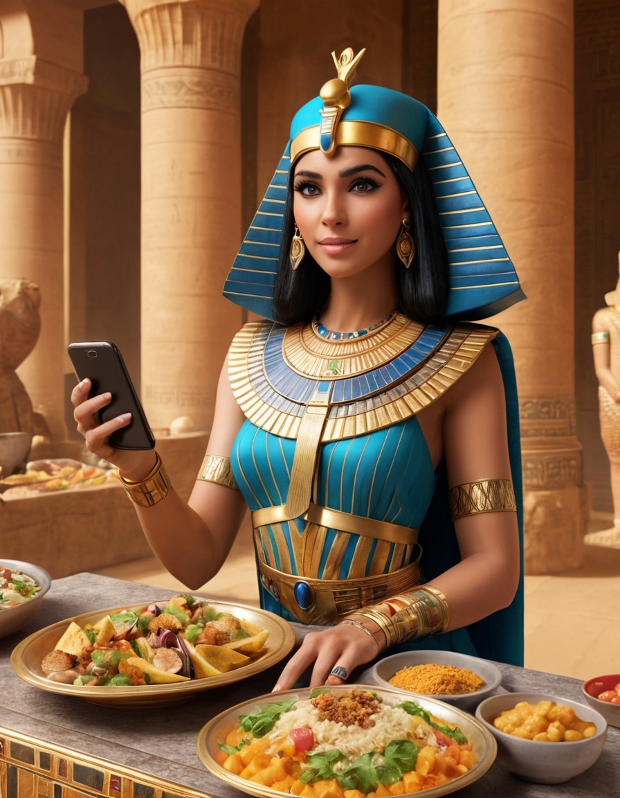 cleopatra, egyptian food, smartphone, ordering, delivery