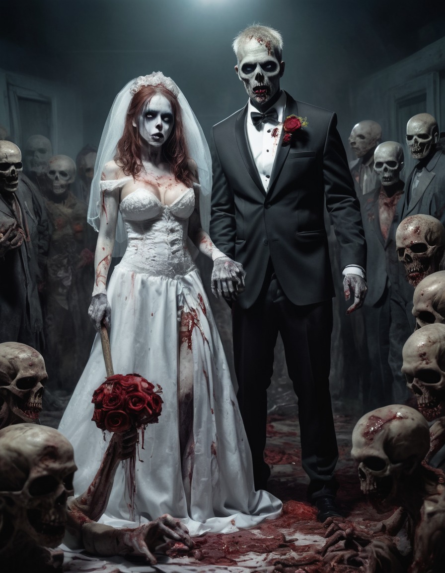 zombie, undead, wedding, ceremony