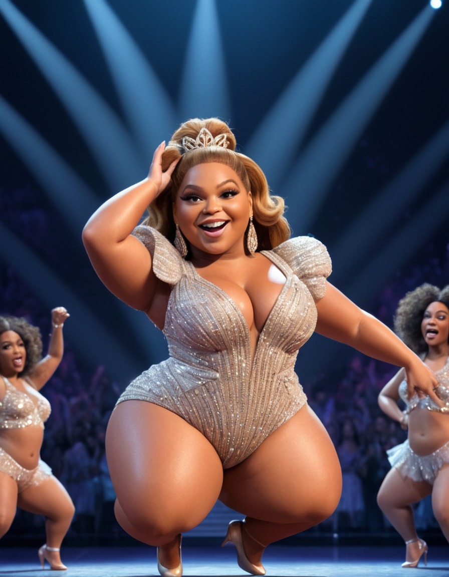 beyoncé, cartoon, humor, stage, dance, fat