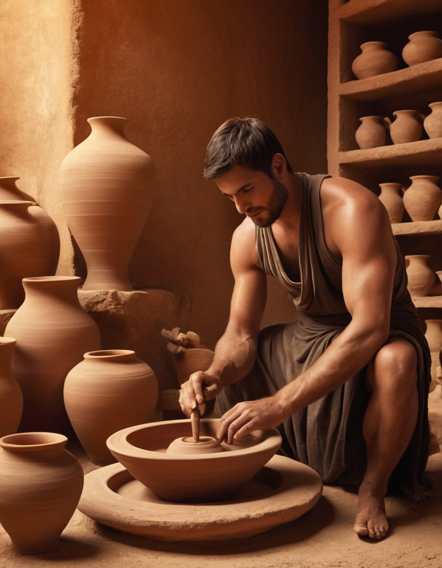 ancient greece, pottery, potter's wheel, craftsmanship, 600 bc, ancient greek art, ancient techniques