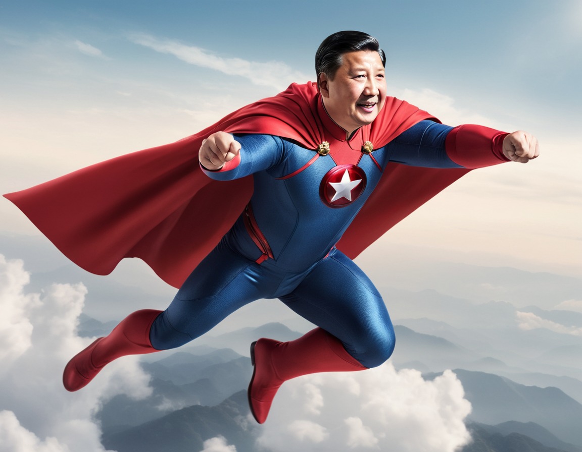 superhero, cape, flying, xi jinping, leadership, china