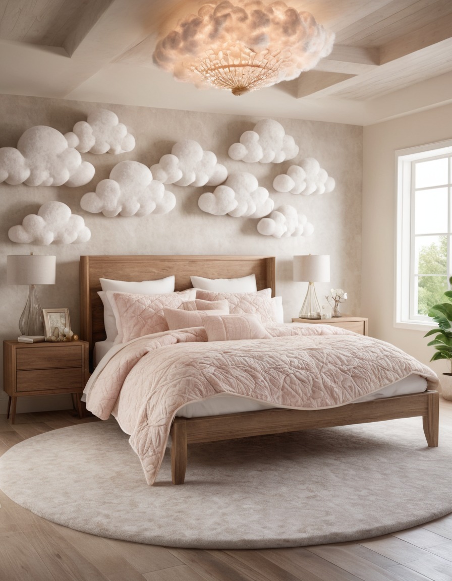 bedroom, cloud bed, fluffy pillows, handmade quilt, home, interior