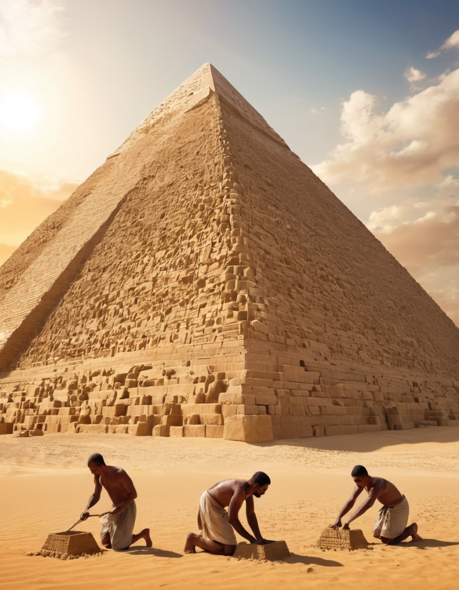 ancient egypt, pyramid construction, 2500 bc, historical architecture, men at work, building projects, manual labor