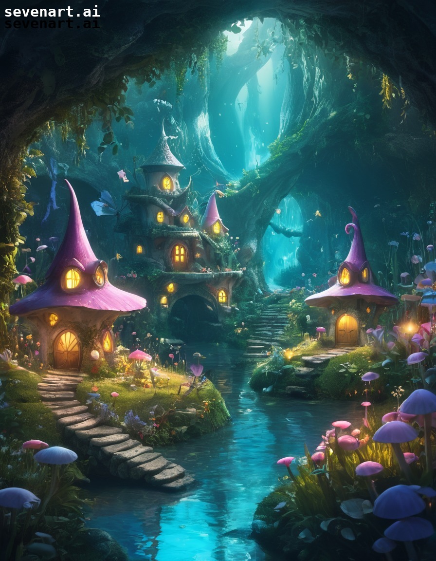 fantasy, fairy, village, magical, garden