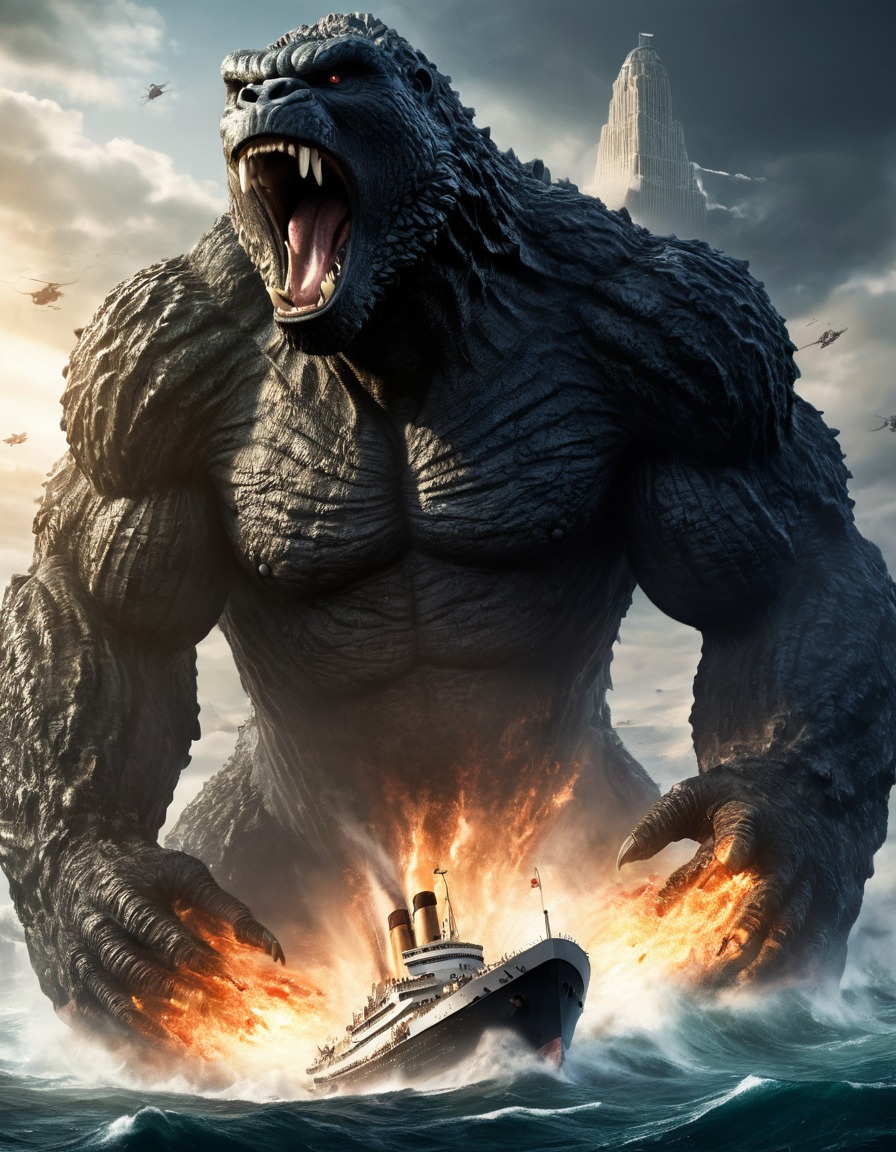 godzilla, king kong, monster, battle, destruction, kong