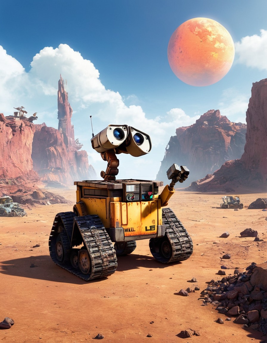 wall-e, exploration, robot, post-apocalyptic earth, adventure, sci-fi, robots, games, movies