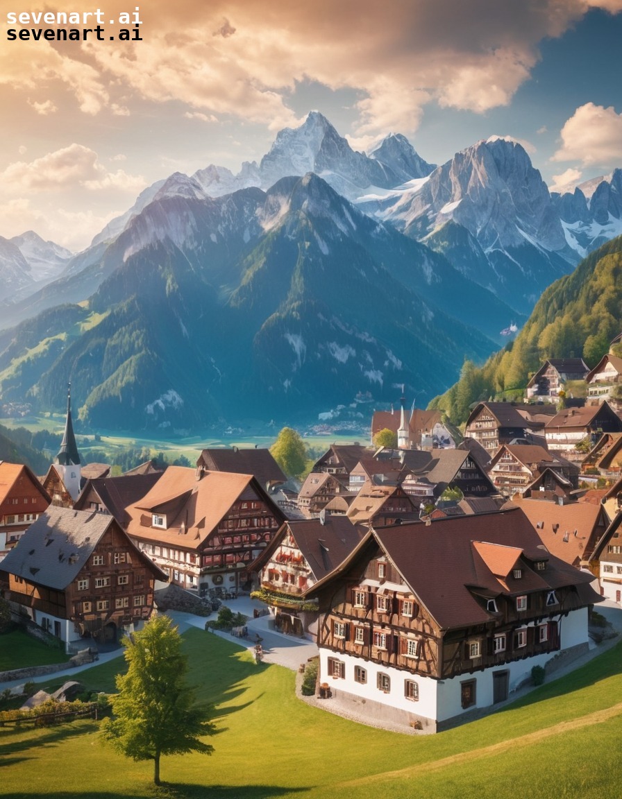 bavarian, village, germany, alps, traditional, europe