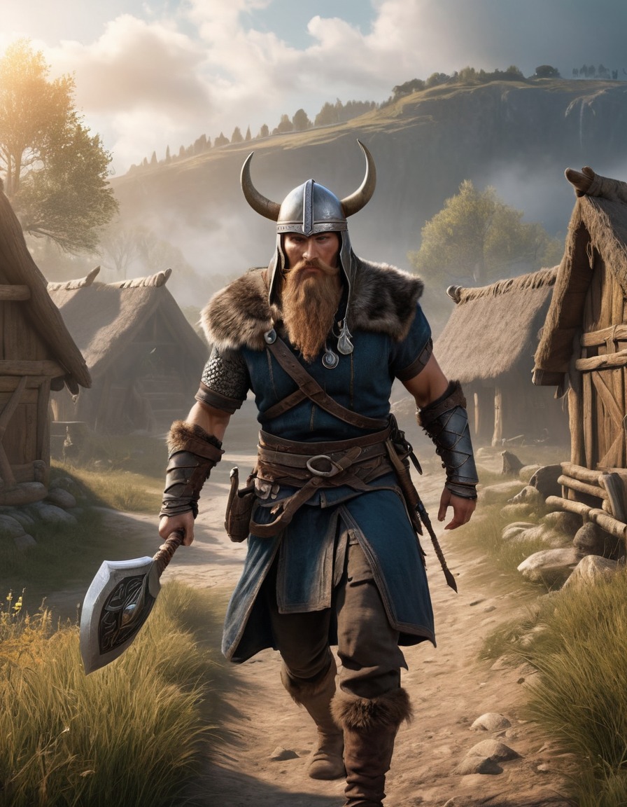 assassin's creed valhalla, viking warrior, saxon village, video game, stealth, historical fiction, computer games