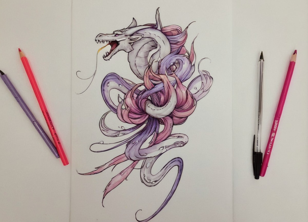 penartwork, adorable, colorful, colourpencils, dragon, flower, hearts, imagination, inkdrawing, pendrawing, python, tattoo, tattoodesign, tattooideas, multimediaartwork