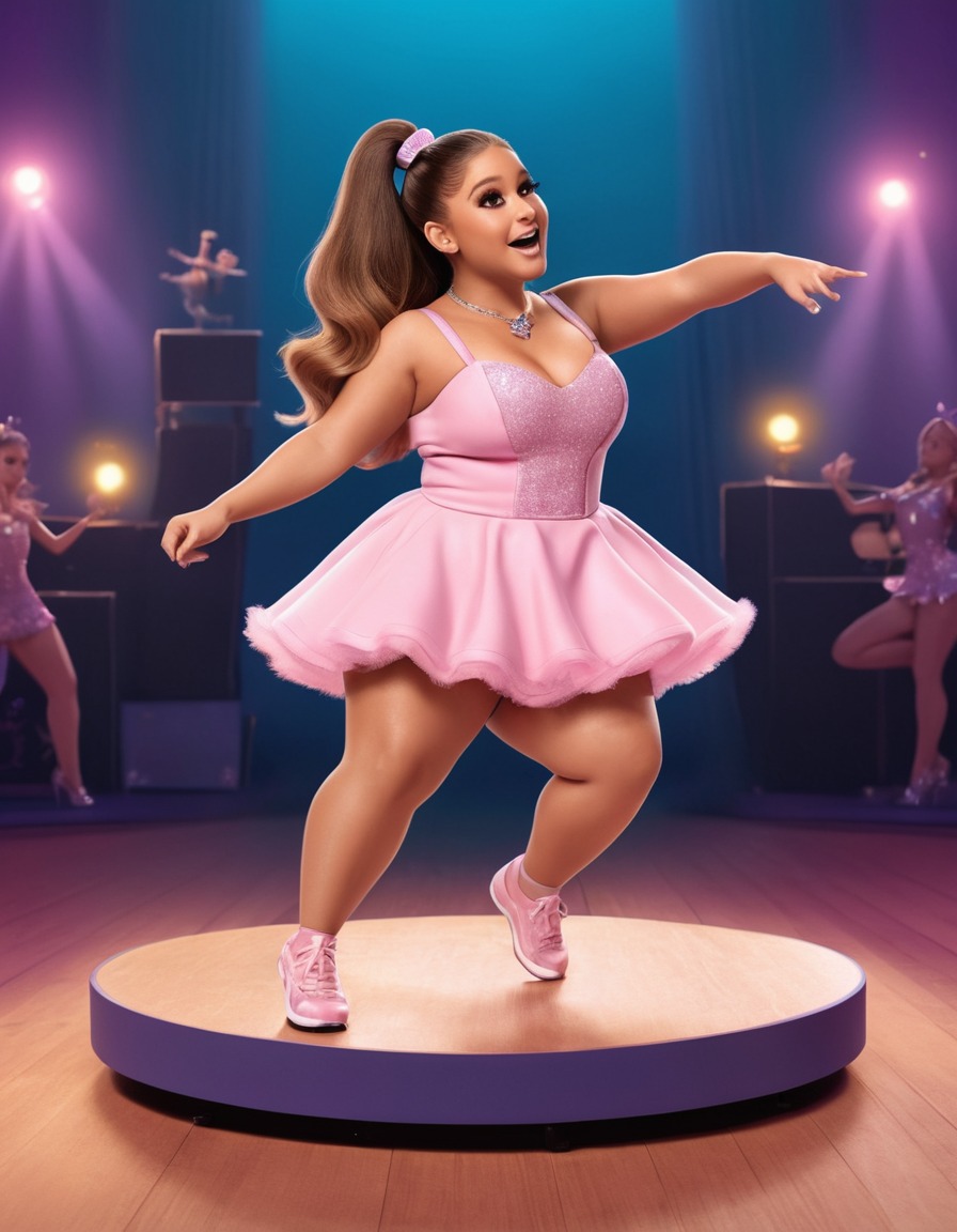 ariana grande, humor, caricature, dancing, fat