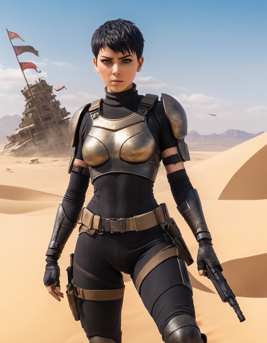 furiosa, mad max, action, post-apocalyptic, warrior, sand dune, battle