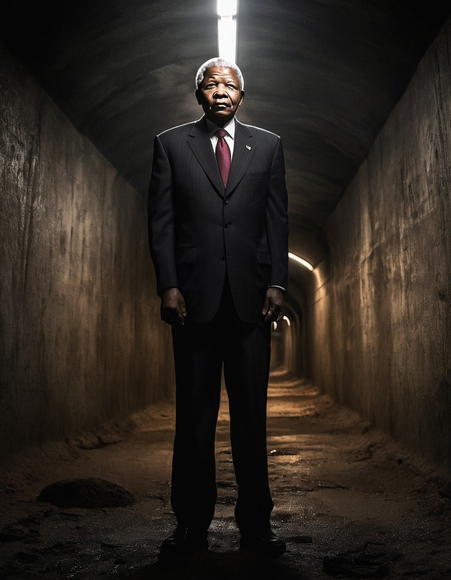 nelson mandela, portrait, illustration, tunnel, leadership