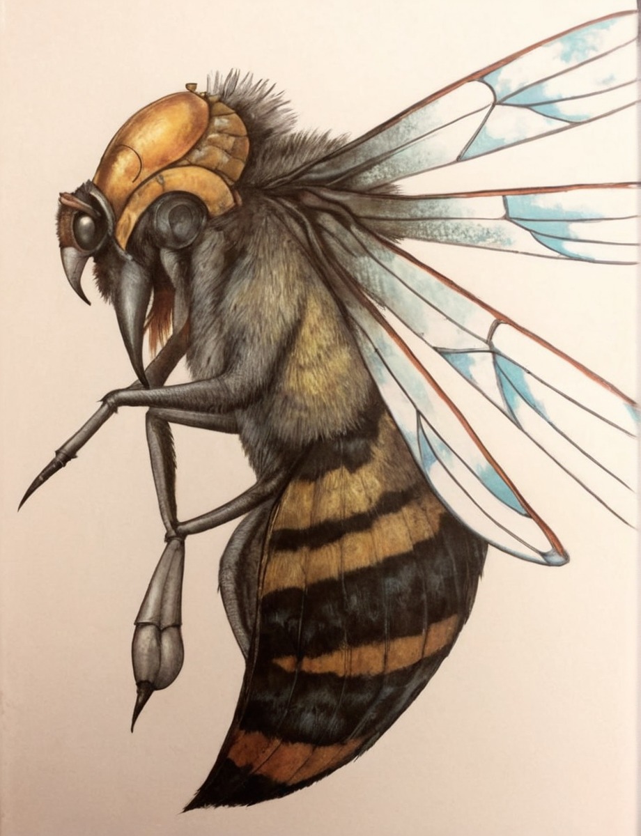 pencildrawing, insect, pen, coloredpencil