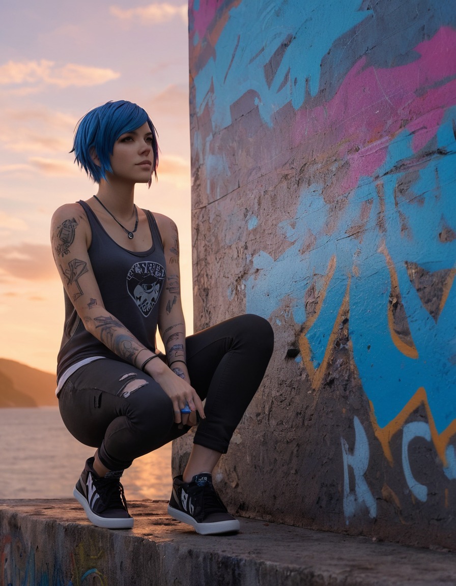 graffiti, sunset, chloe price, arcadia bay, contemplation, games, girls from games