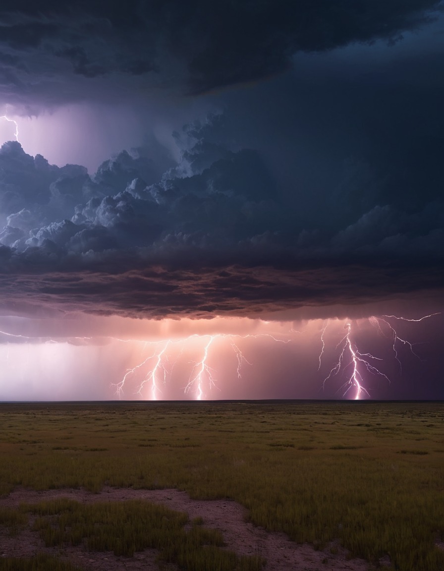 storm, lightning, dramatic, nature, landscape, weather, open plain