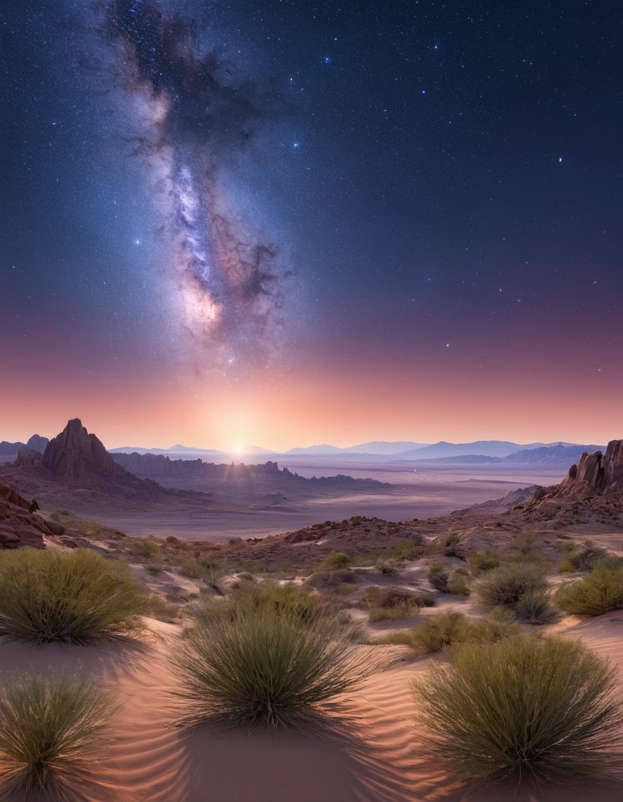 sky, stars, desert, tranquil landscape, nature