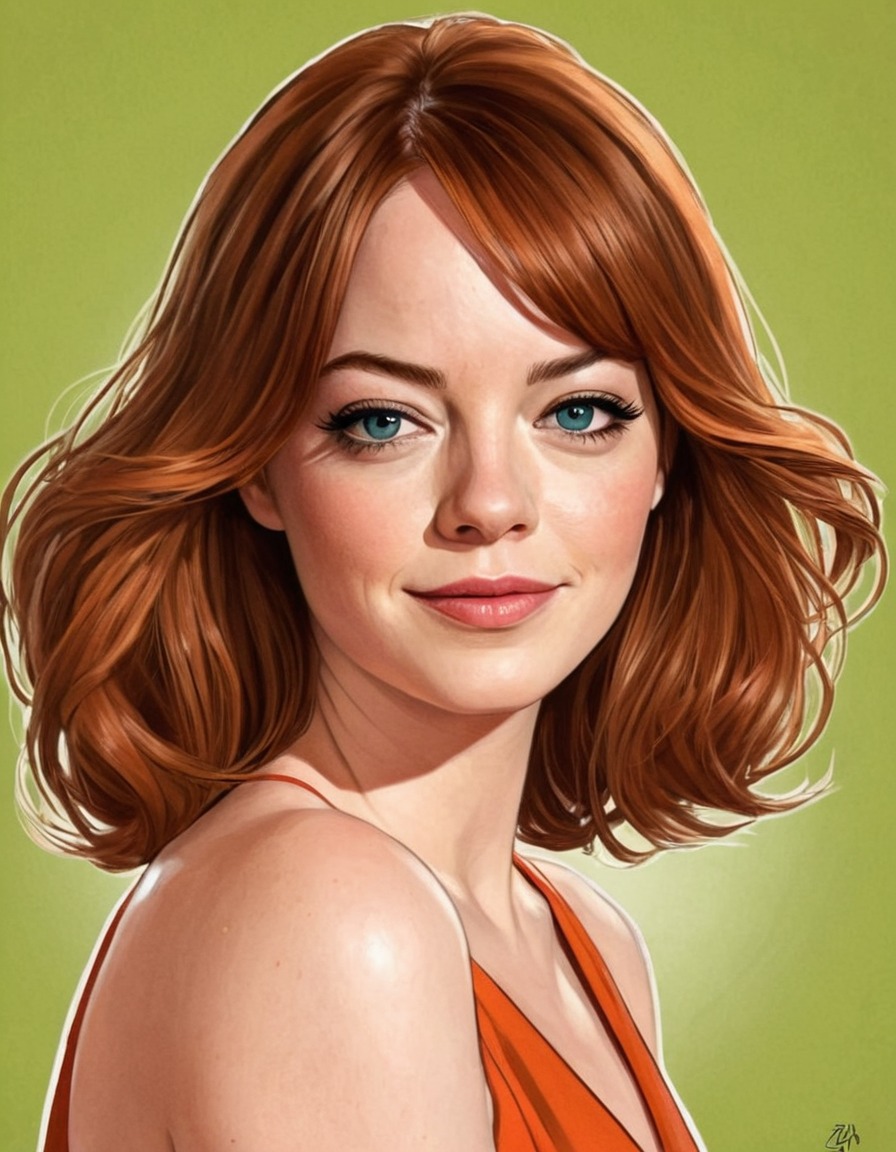 emma stone, celebrity, painting, comedy, humor, art, portrait