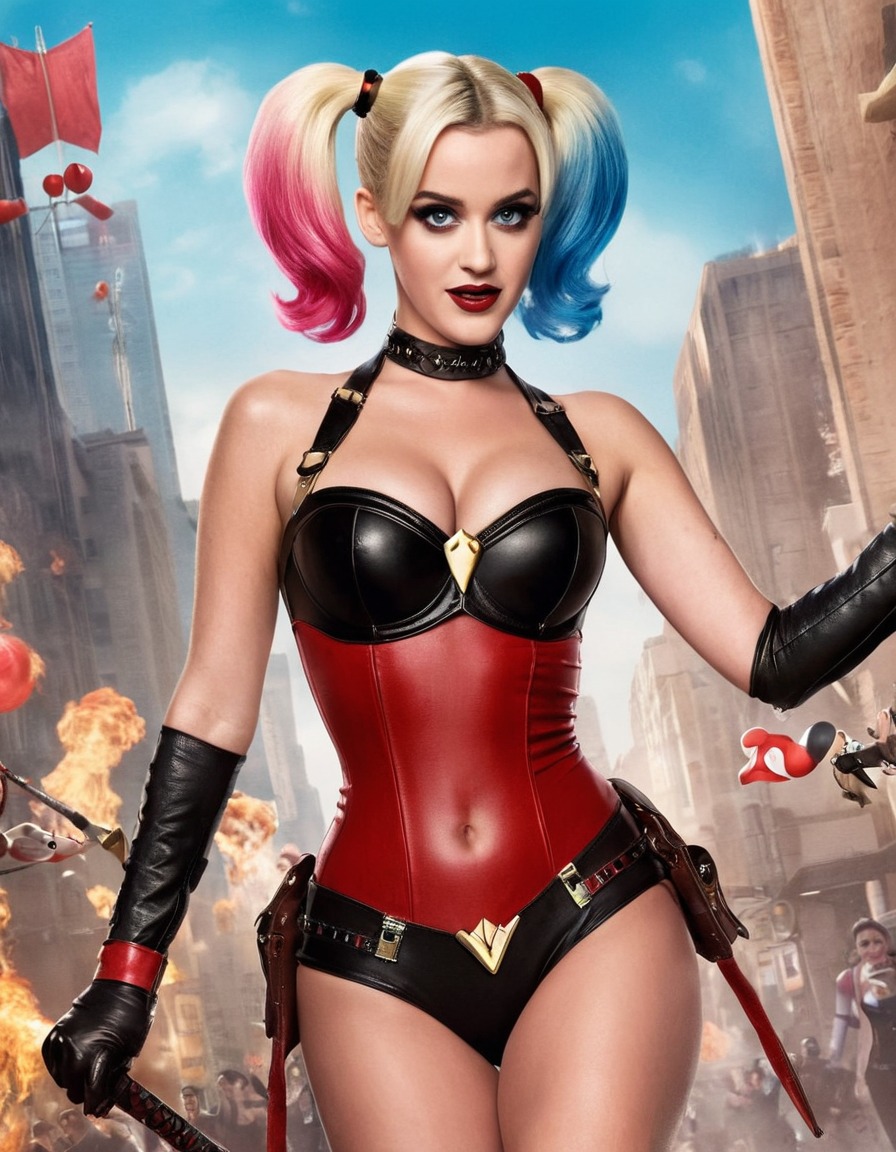 katy perry, harley quinn, music artist, cosplay, superhero, villain, entertainment