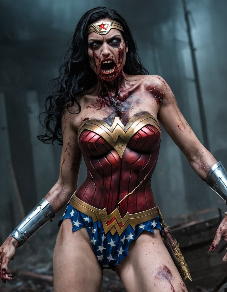 zombie, wonder woman, dc comics, superhero, undead, horror, comics