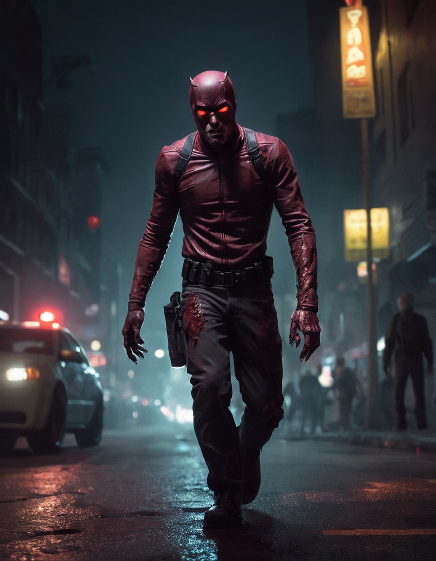 zombie, daredevil, night, cityscape, marvel