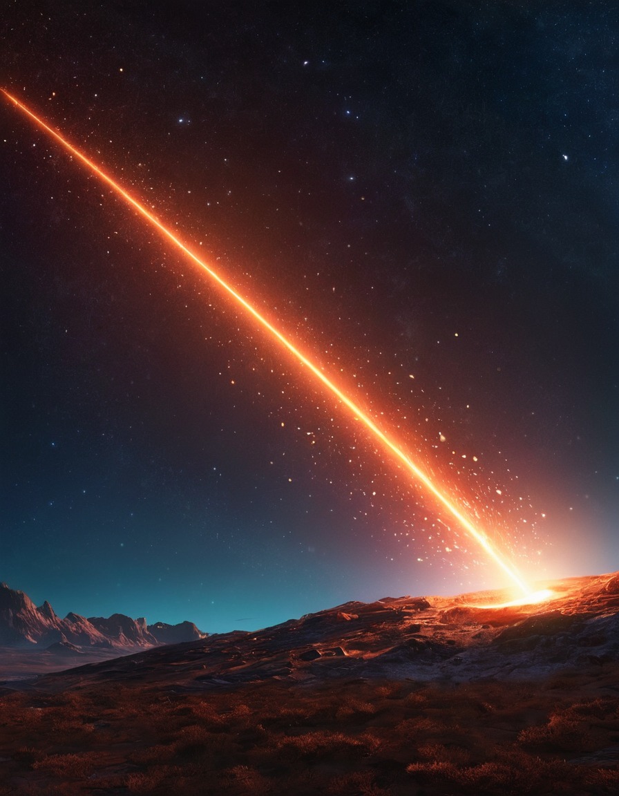 meteor shower, space scene, fiery, sky, close-up, celestial event