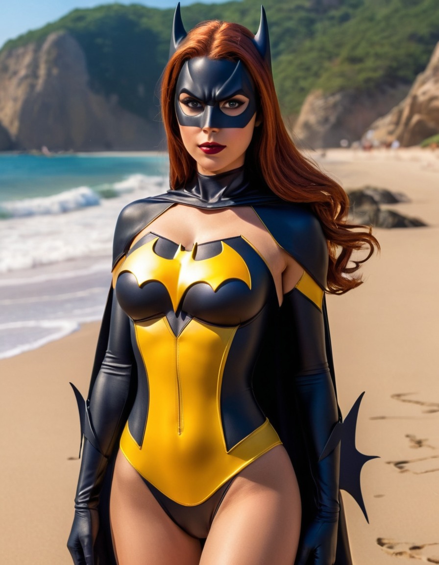 beach, batgirl, dc comics, superhero, swimsuit, character, fictional