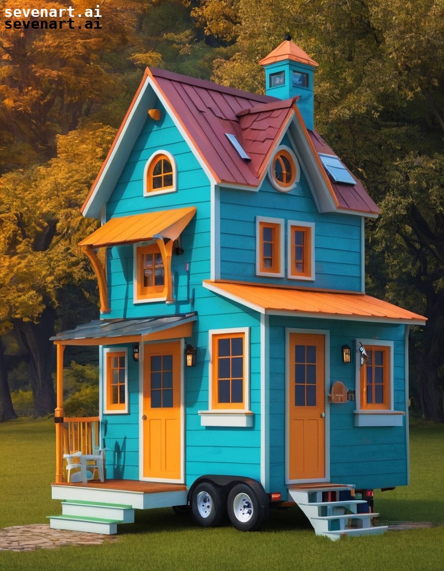 colorful, quirky, tiny house, unique architecture, delightful, house, home