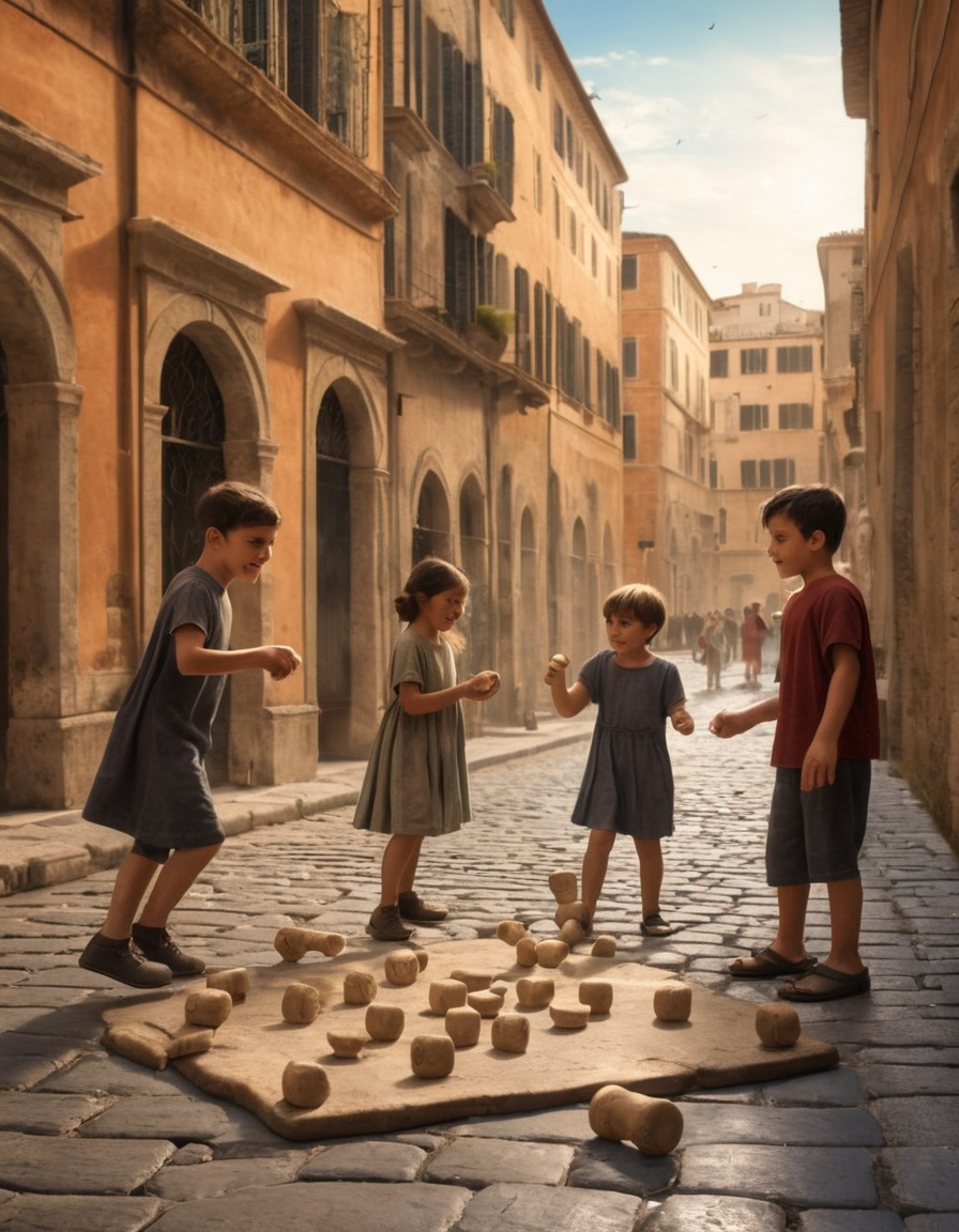 children, game, knucklebones, street, ancient rome, 50 ad