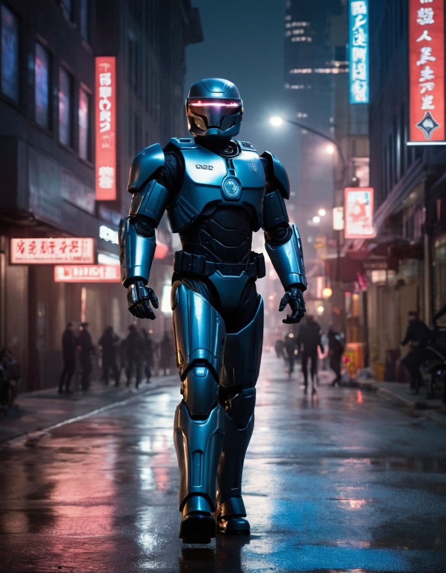 robocop, law enforcement, technology, future, urban, night patrol, robots, games, movies