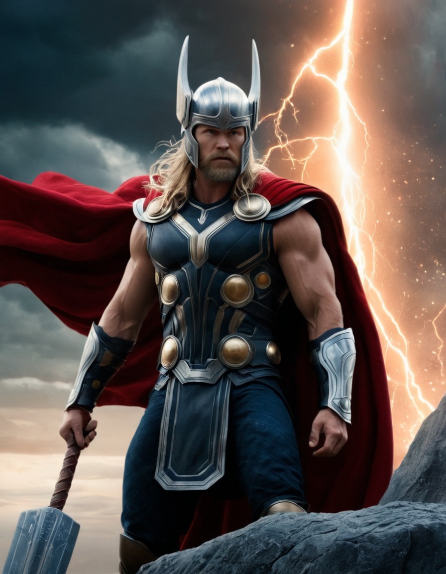 thor, epic scene, norse mythology, marvel, ancient deity, mythological character, superhero