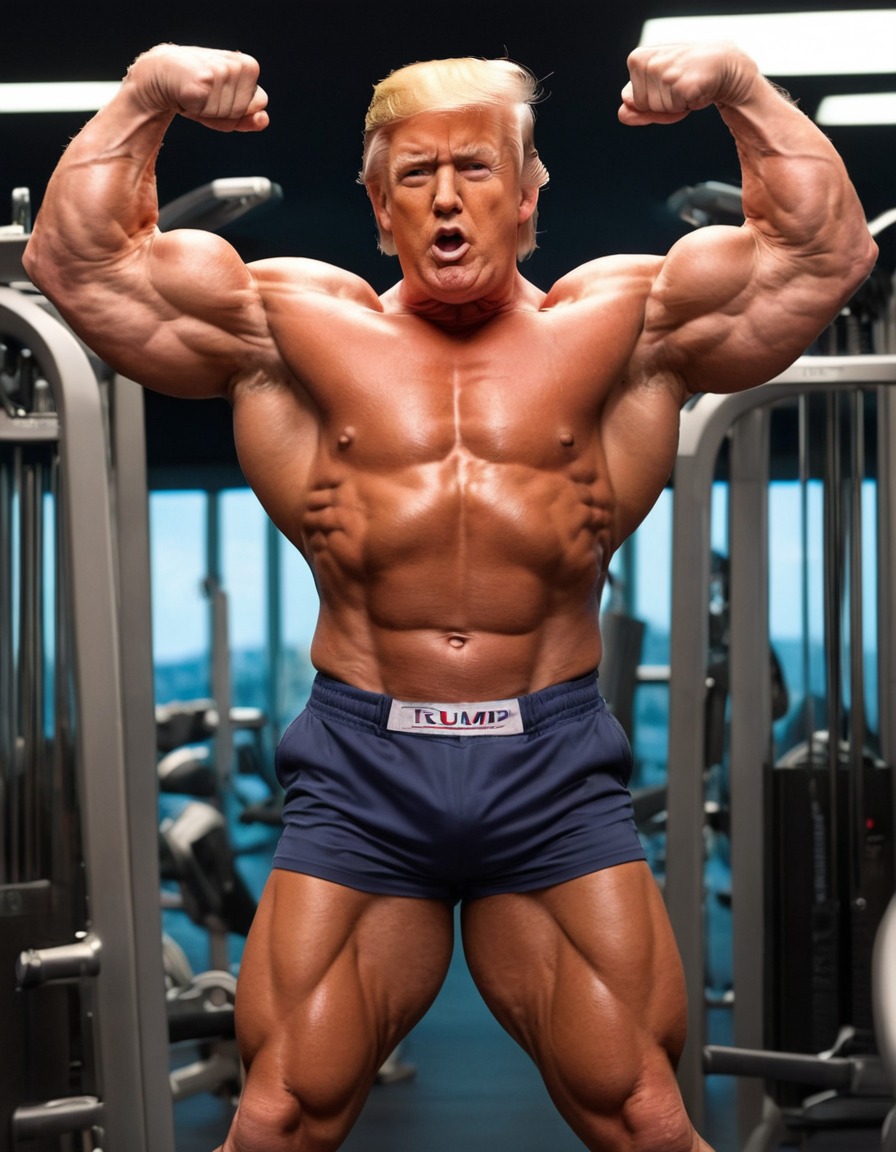 donald trump, bodybuilder, gym, workout, fitness, strength, muscles