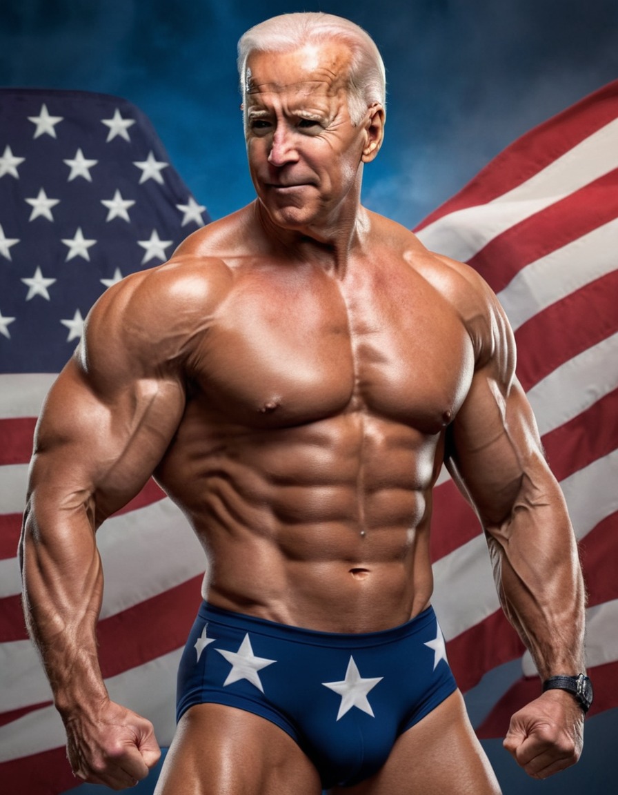 joe biden, bodybuilder, transformation, american flag