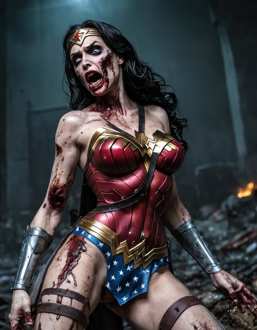 zombie, wonder woman, dc comics, superhero, undead, horror