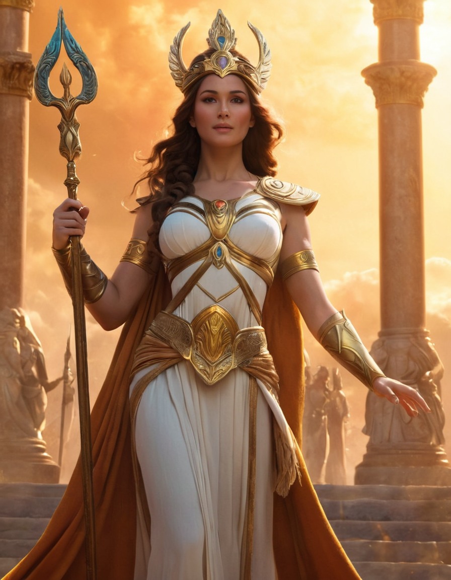 hera, greek mythology, queen of the gods, olympian goddess, divine appearance, zeus, powerful deity